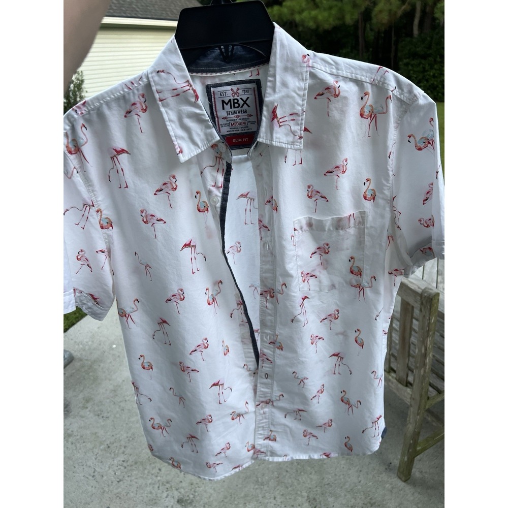 MBX Premium Goods Men's Slim Fit Cotton Short Sleeve Button Up Shirt Size M